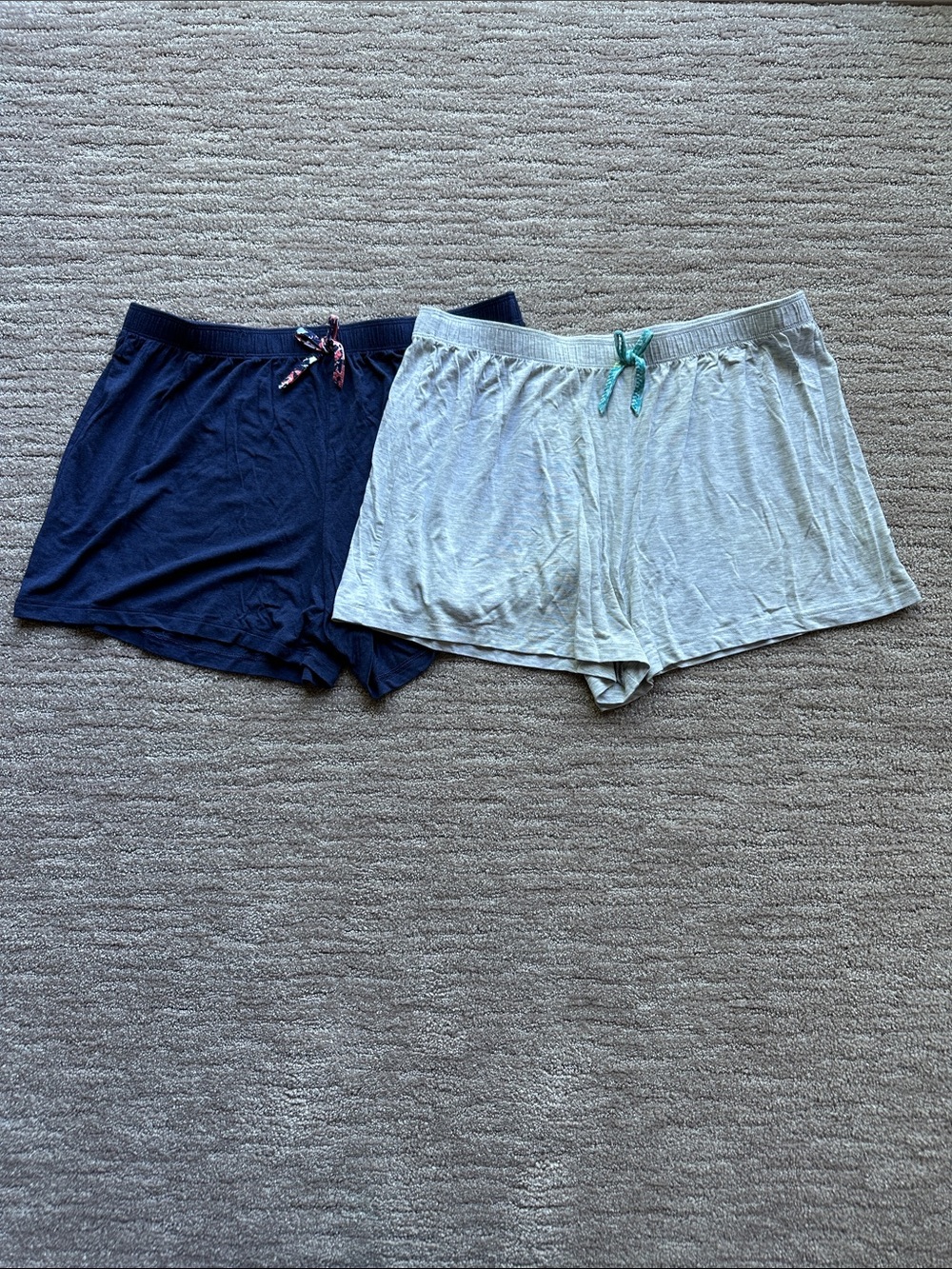 Soft Lounge Shorts Set in Navy and Light Gray